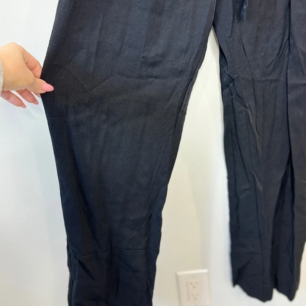 J. Crew Black Wide Leg High Rise Wait Tie Bag Pants (sz 2)